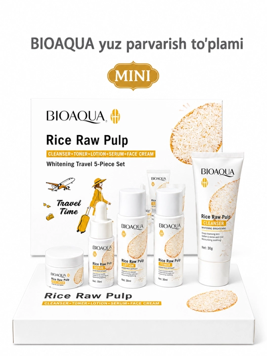 BIOAQUA Набор для ухода за лицом из рисовой мякоти и риса, 5 в 1 