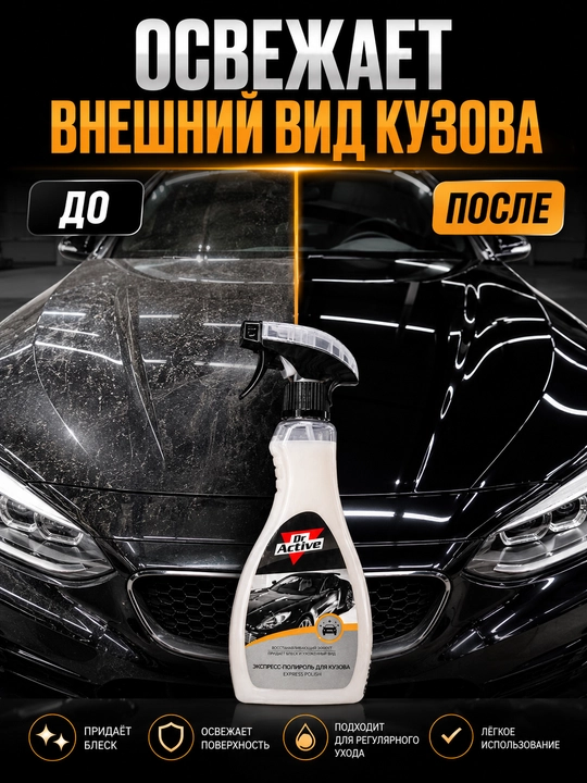 Набор для ухода за автомобилем, автохимия для салона и кузова 6 предметов