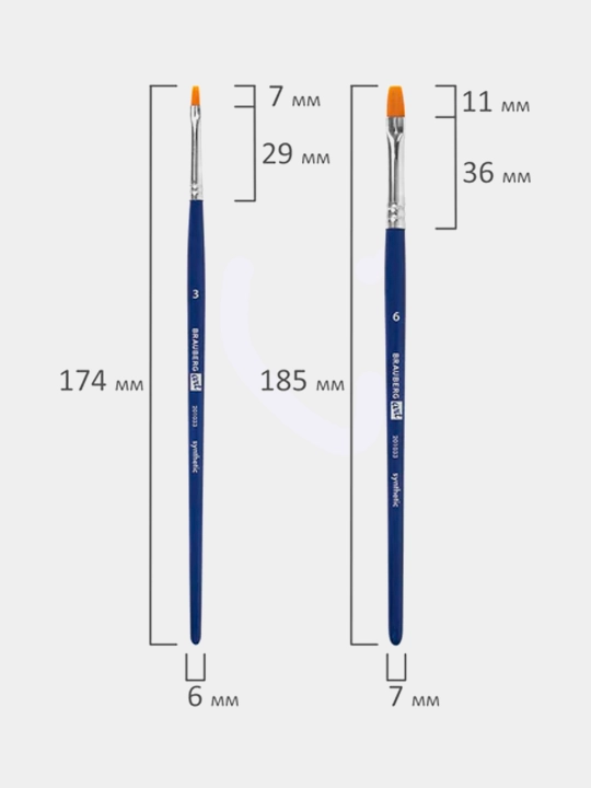 BRAUBERG ART DEBUT badiiy mo‘yqalamlari, 4 ta to‘plam, sintetik (yassi No 3, 6, 8, 12)