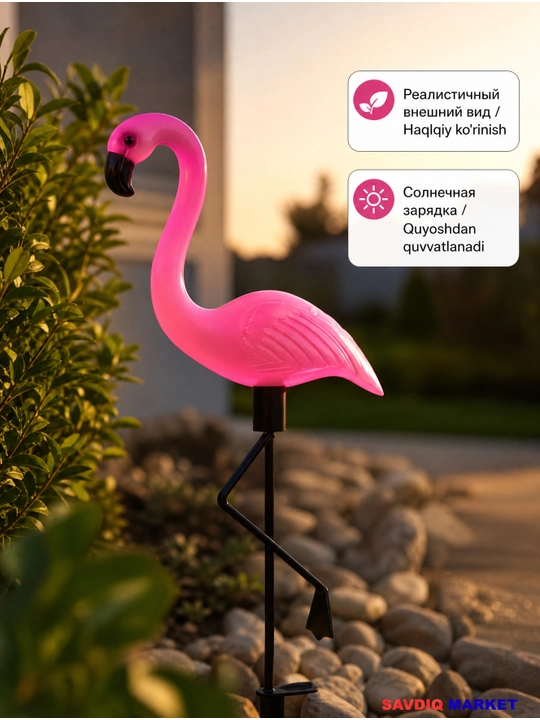 Flamingo” bog‘ chirog‘i, 3 dona, quyosh batareyasida, bog‘ va dala hovli uchun