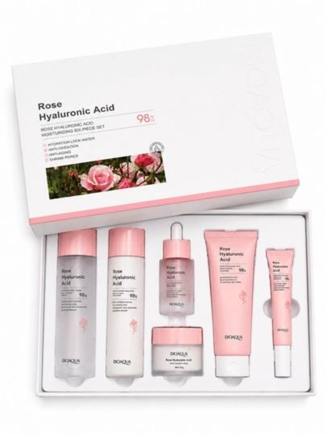 BIOAQUA Rose Hyaluronic Acid Набор для ухода за лицом 6 этапов