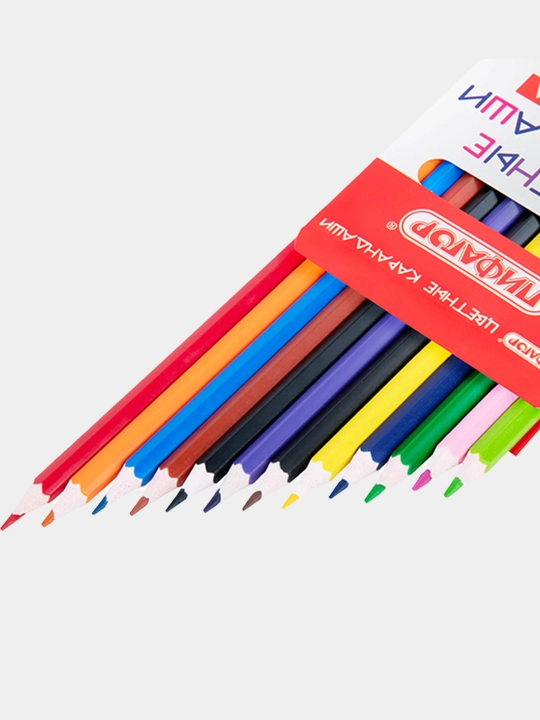 PIFAGOR rangli qalamlari, 12 xil rangli, olti qirrali plastik korpusli, 182048