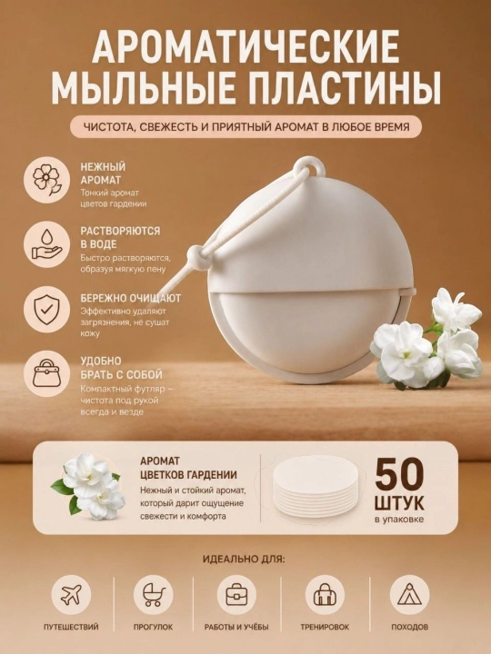 Мыло для рук, мыльные листы в контейнере 50шт - 