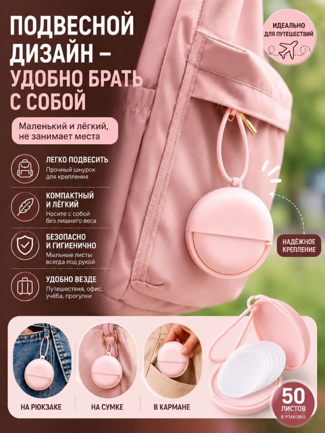 Qo'l uchun sovun, sovunli varaqlar, 50 dona