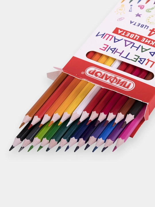 PIFAGOR rangli qalamlari, 24 xil rangli, olti qirrali plastik korpusli, 182050