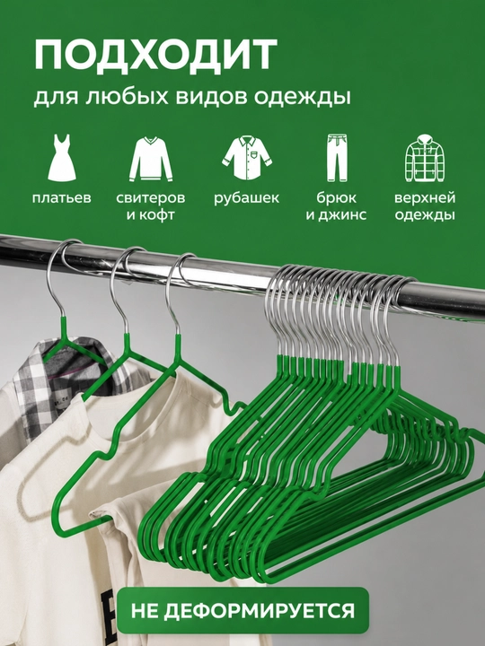 Набор детских нескользящих металлических вешалок 5, 10, 20 шт