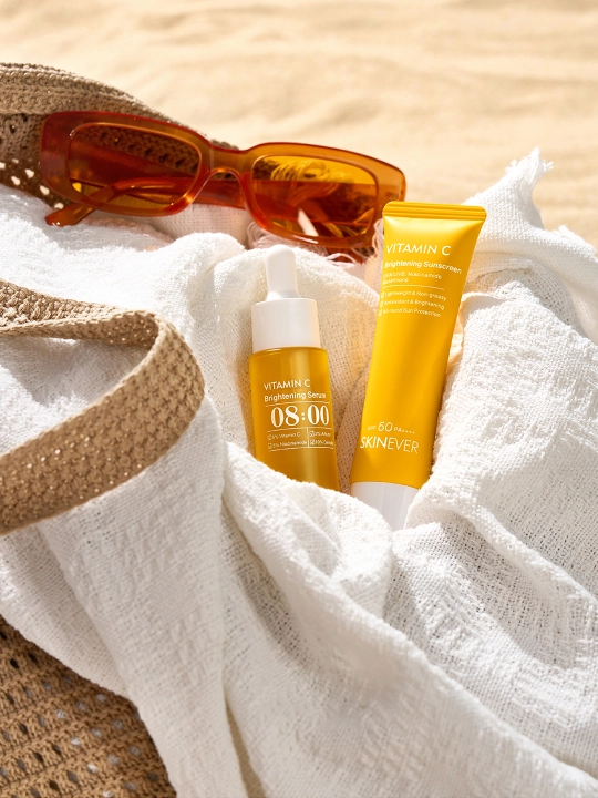 SKINEVER Vitamin C SPF 50+ PA++++ oqartiruvchi quyoshdan himoya kremi