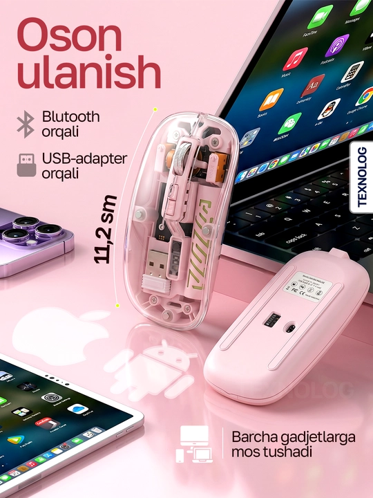 Universal simsiz sichqoncha: kompyuter, telefon va planshet uchun