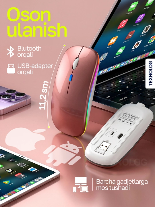 Universal simsiz sichqoncha: kompyuter, telefon va planshet uchun