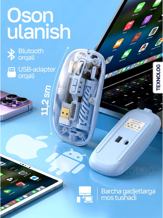 Universal simsiz sichqoncha: kompyuter, telefon va planshet uchun