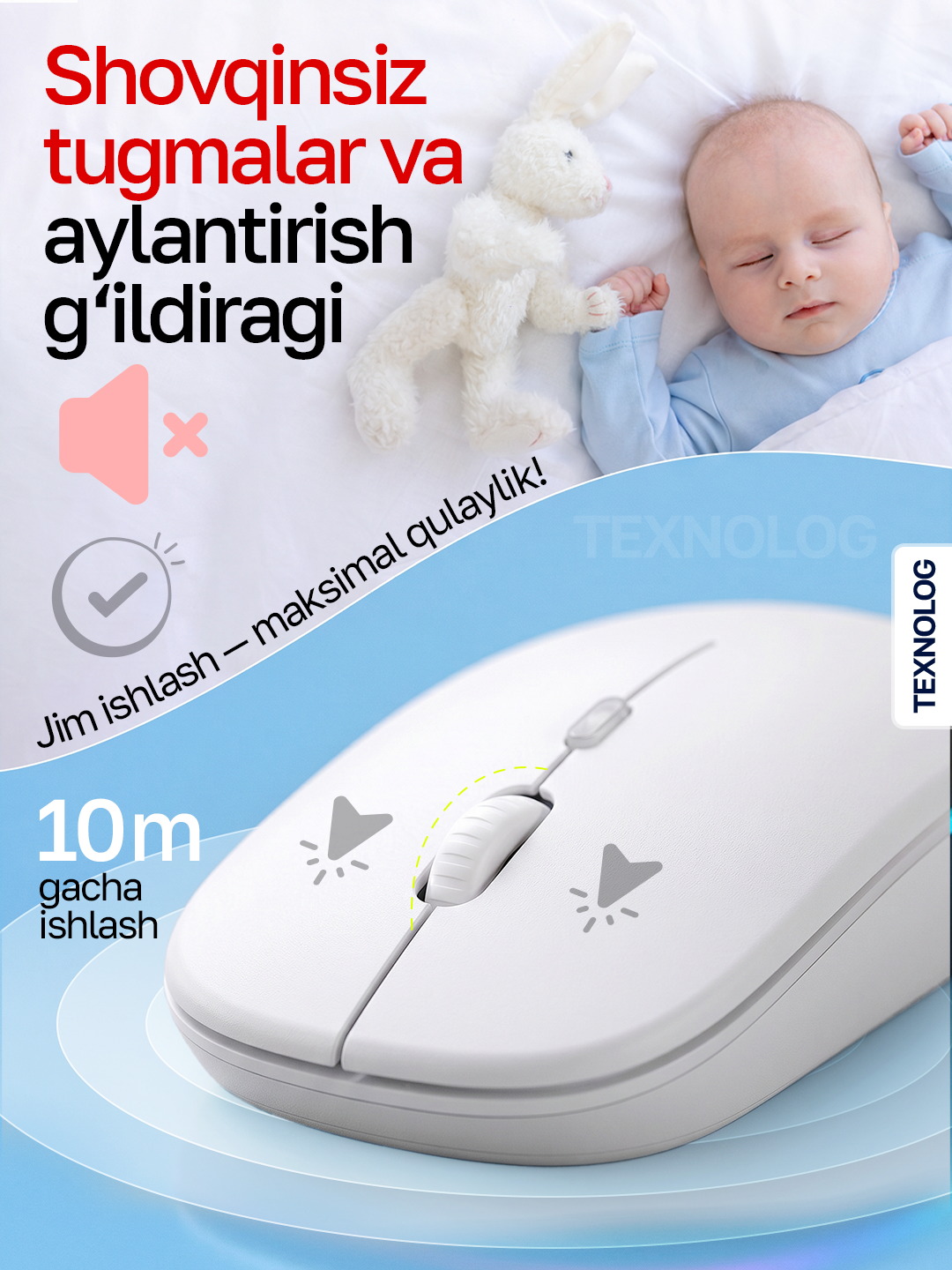 Universal simsiz sichqoncha: kompyuter, telefon va planshet uchun