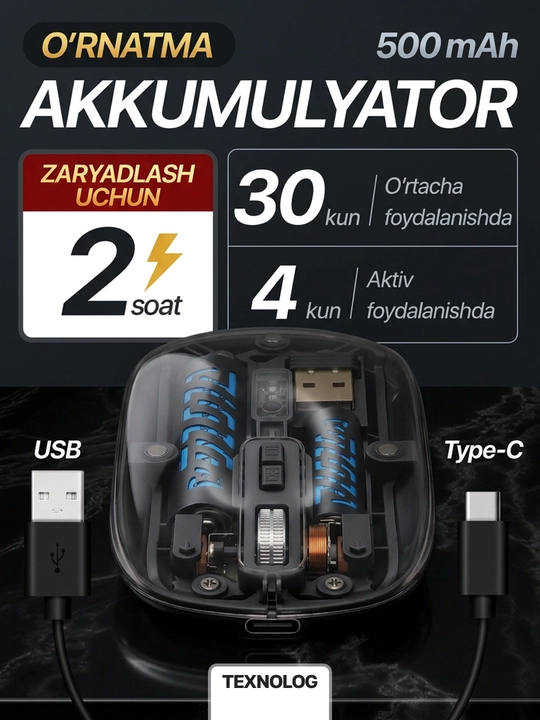 Simsiz kompyuter sichqonchachi, tovushsiz, RGB, Bluetooth