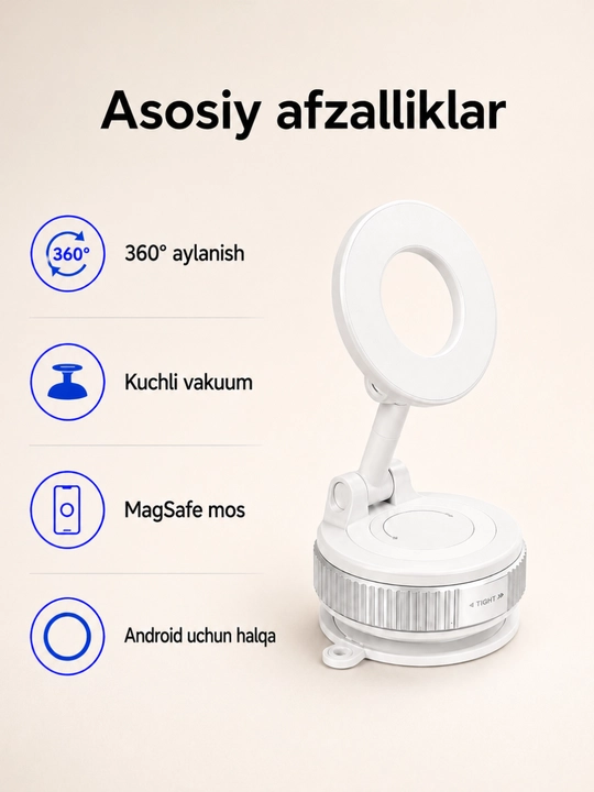 Universal vakuumli telefon derjateli — kuchli yopishish va 360° aylanish