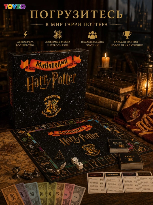 Настольная игра Монополия Гарри Поттер, 2–8 игроков, семейная игра 8+
