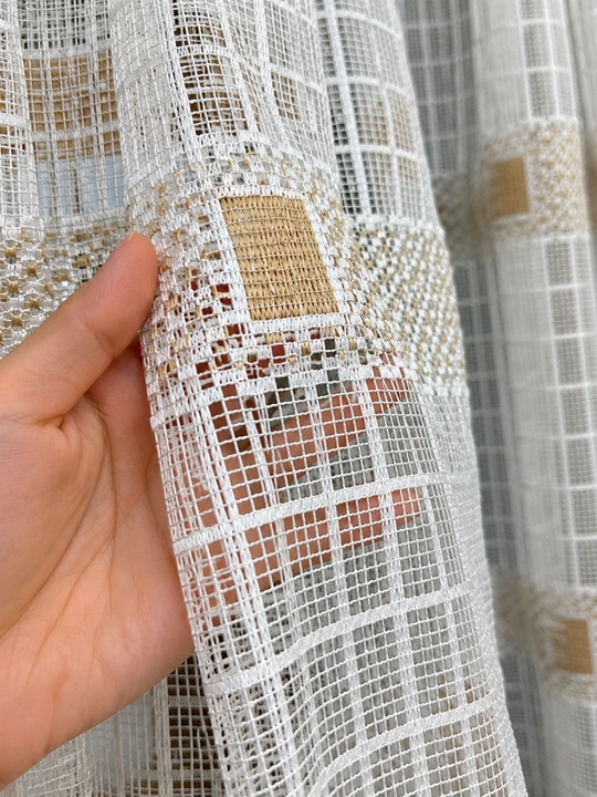 Geometrik Dizaynli Premium Tyul Parda, 300×290 sm