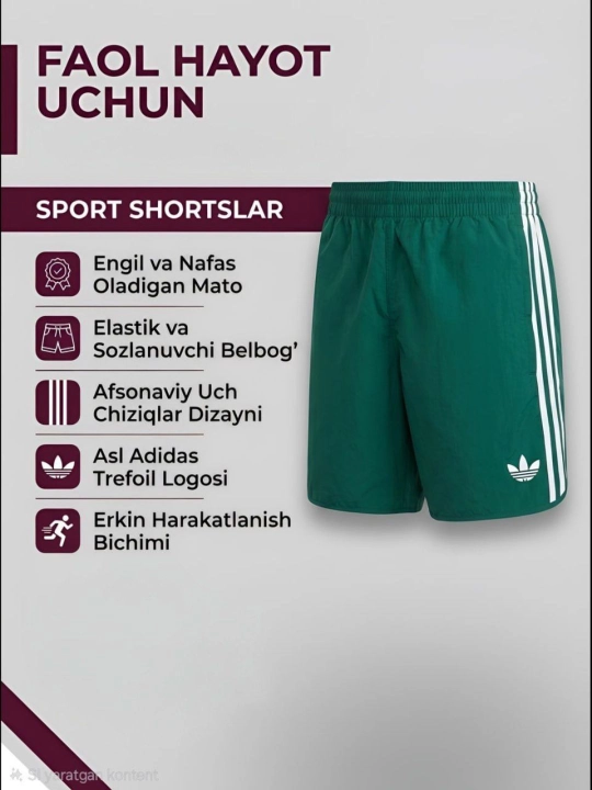 Erkaklar kundalik sport shortilari