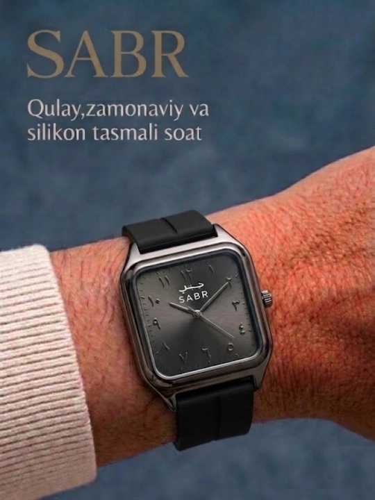 Erkaklar qo'l soati SABR, Quartz mexanizm, kvadrat siferblat, arab raqamlari - 