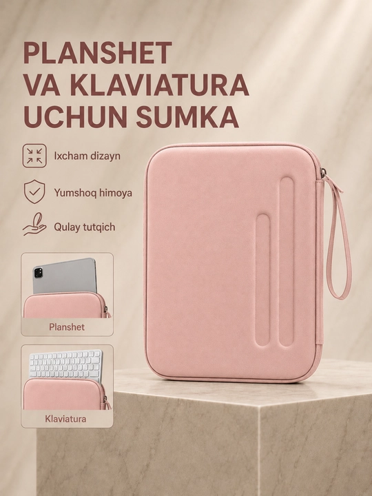 10 dyumli planshet va klaviatura uchun qattiq korpusli himoya sumkasi