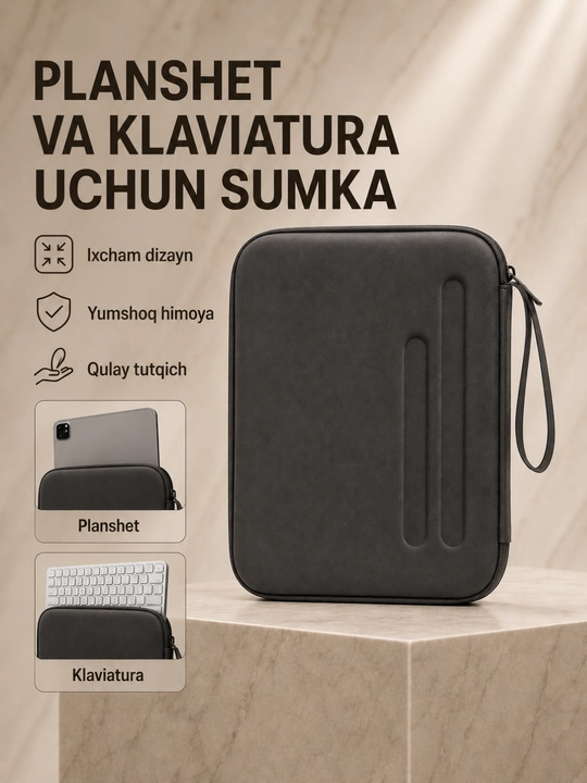 10 dyumli planshet va klaviatura uchun qattiq korpusli himoya sumkasi