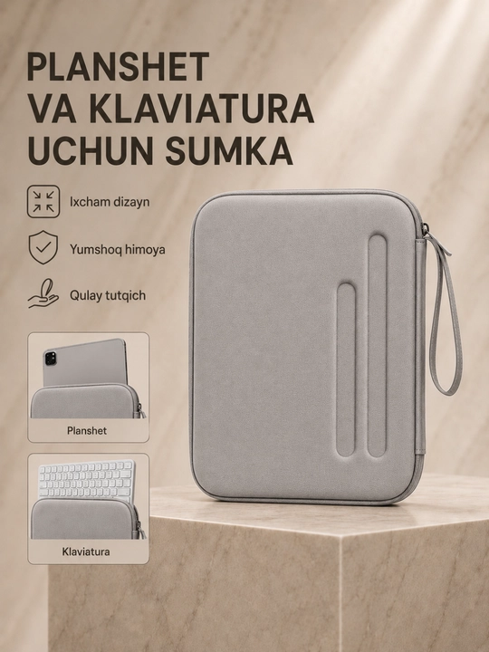 10 dyumli planshet va klaviatura uchun qattiq korpusli himoya sumkasi