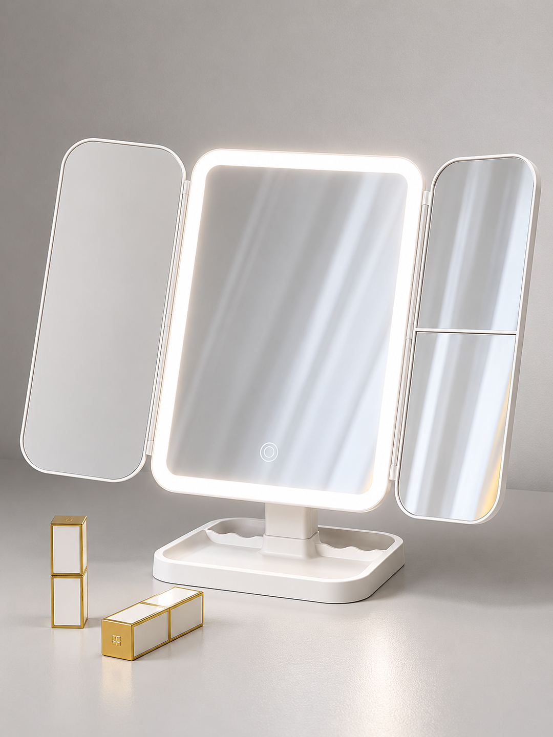 LED yoritgichli makiyaj oynasi 2X 3X kattalashtiruvchi Type-C sensorli