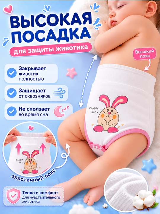 Трусики "Защита Животика", многоразовые, хлопок, эластичная талия