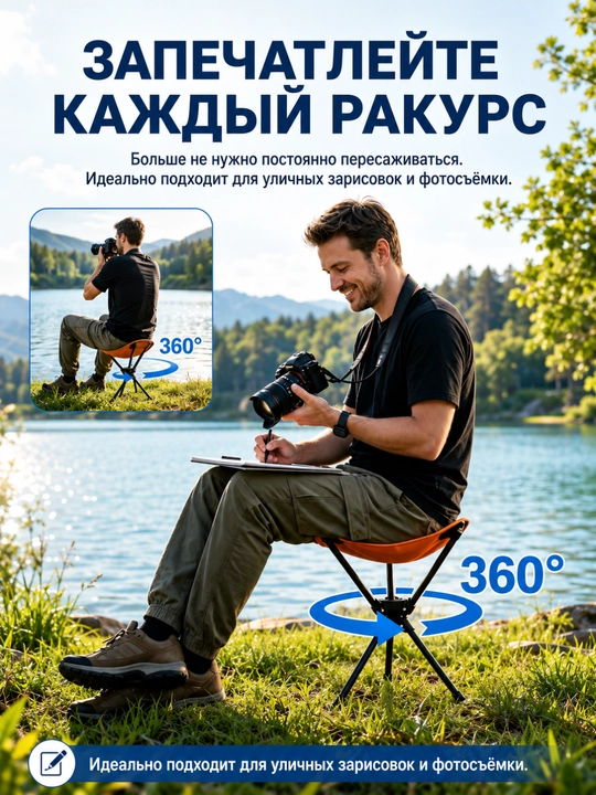 Раскладной стул для кемпинга, рыбалки, охоты и туризма, выдерживает до 200 кг