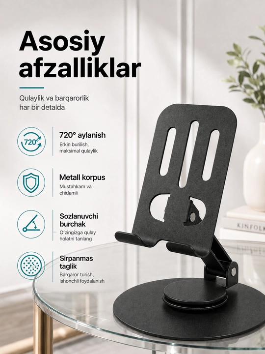 Universal metall gadjet ushlagichi, telefon va planshet uchun - 