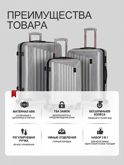 S, M, L, yo‘l chamadoni, kodli qulfli, ABS-plastikdan tayyorlangan, 360° g‘ildirakli