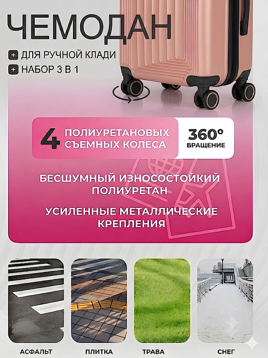 S, M, L, yo‘l chamadoni, kodli qulfli, ABS-plastikdan tayyorlangan, 360° g‘ildirakli