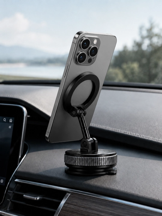 Telefon uchun oq-qora magnitli vakuum derjatel, 360° aylanuvchi ushlagich