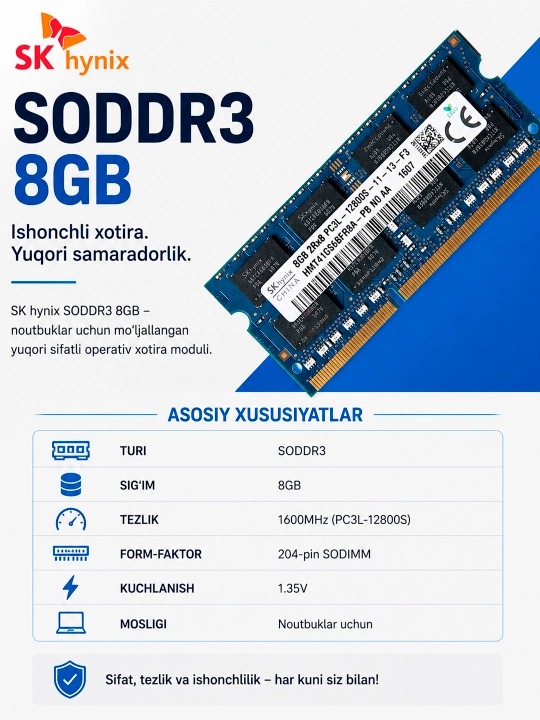 Оперативная память для Ноутбука SK hynix SoDDR3 4GB 8GB 1600 MHz DIMM OEM