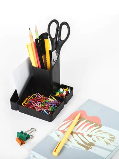 BRAUBERG OFFICE STYLE organayzer tagligi, 4 bo‘limli, 115x122x111 mm, qora, 238097