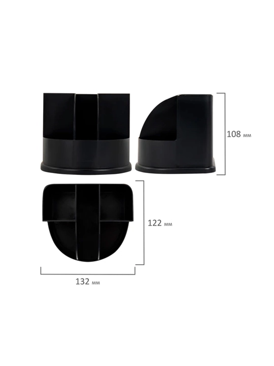 BRAUBERG "ULTRA" organayzer tagligi, 132x122x108 mm, 5 bo‘limli, qora, 238256