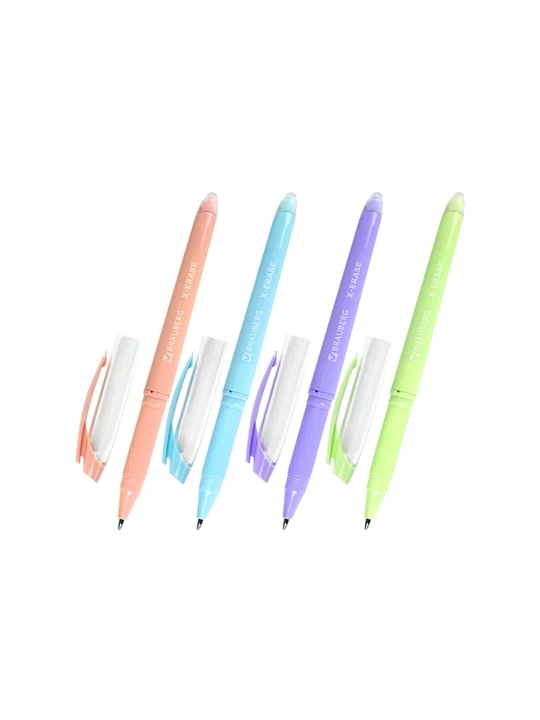 Ручка стираемая гелевая с грипом BRAUBERG X-ERASE PASTEL, СИНЯЯ, 143953 - 