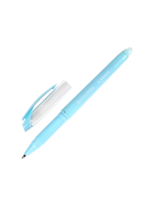 Ручка стираемая гелевая с грипом BRAUBERG X-ERASE PASTEL, СИНЯЯ, 143953