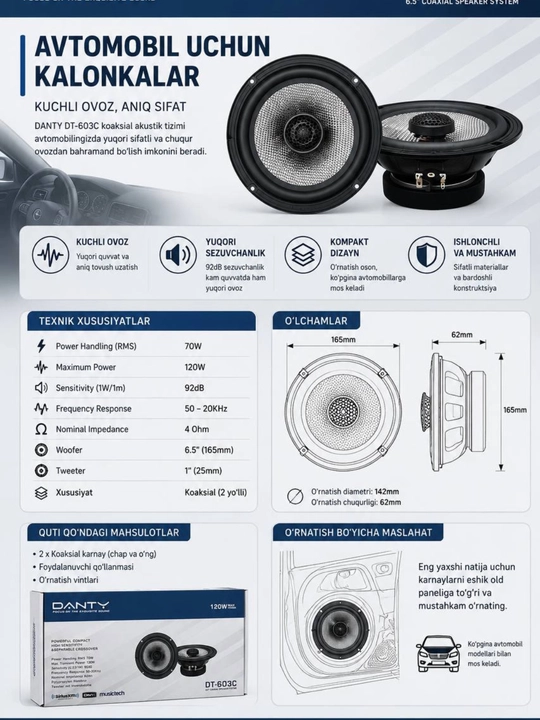 DANTY DT-603C avtomobil kalonkalari, 2 dona, 16 sm - 