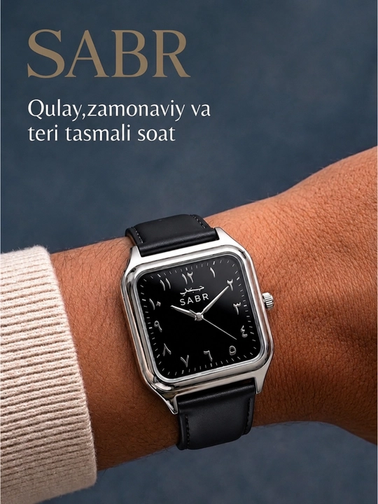 Erkaklar qo'l soati SABR, Quartz mexanizm, kvadrat siferblat, arab raqamlari - 