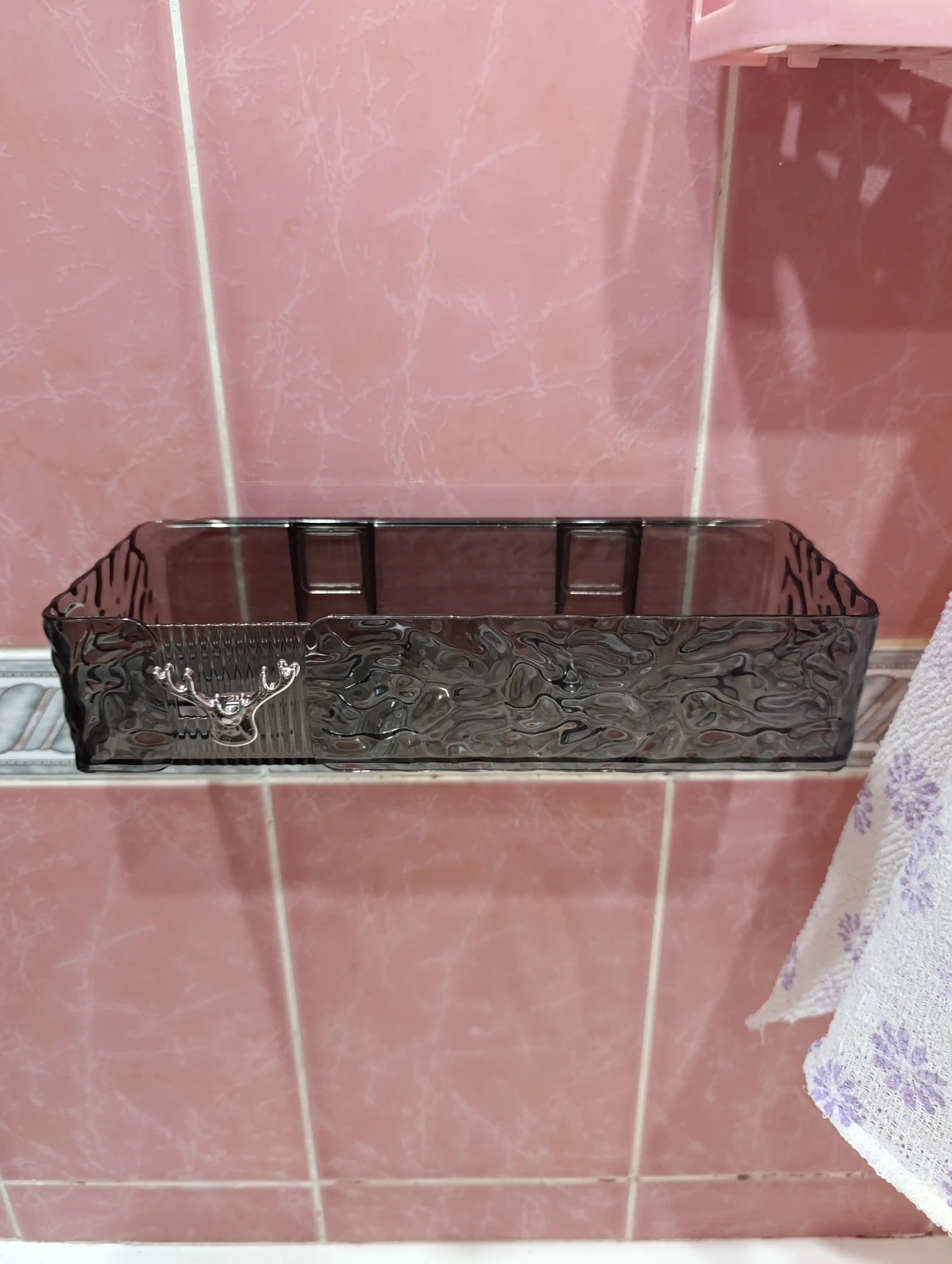Полка для ванной прямоугольная, настенная, без сверления, пластиковая