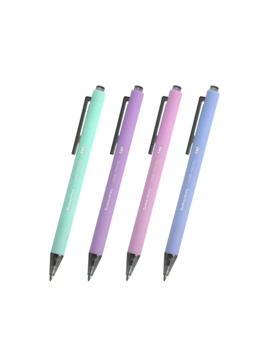 Ручка шариковая автоматическая BRAUBERG "VIVID PASTEL", корпус soft-touch, СИНЯЯ, 144404 - 
