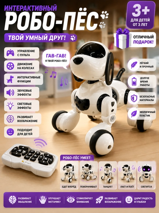 Smarty pultli interaktiv robot-it o'yinchoq, aqlli kuchukcha - 
