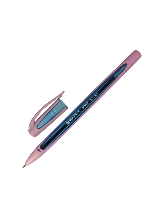 BRAUBERG "BOMB GT Pastel" moyli sharikli ruchkasi, KO‘K, rezinalangan korpusli, 143347