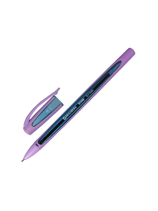 BRAUBERG "BOMB GT Pastel" moyli sharikli ruchkasi, KO‘K, rezinalangan korpusli, 143347