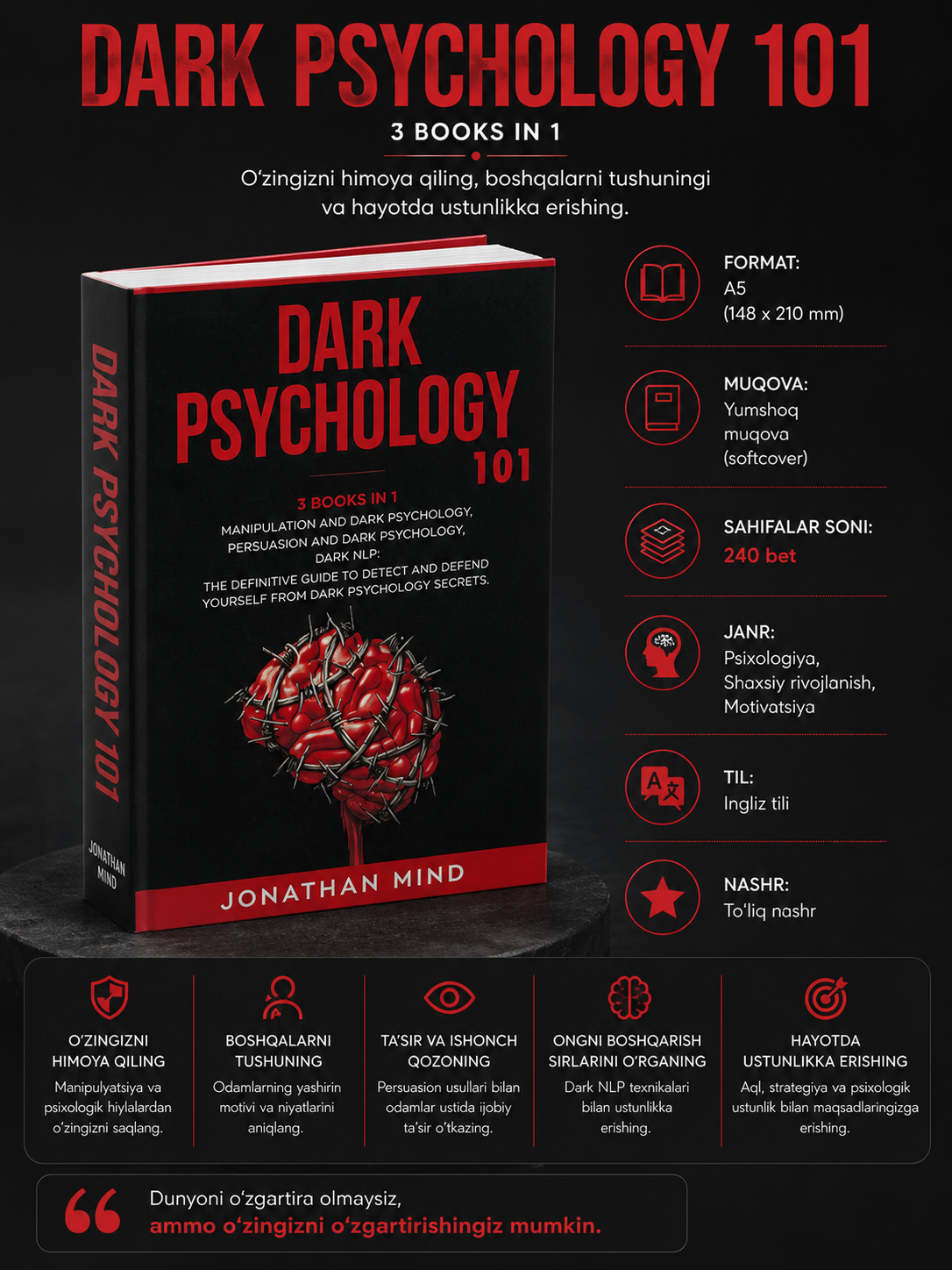 Dark Psychology 3 Books in 1, Jonathan Mind английский язык - 