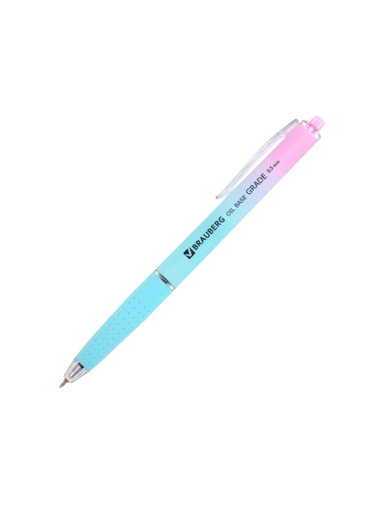 BRAUBERG "OIL-BASE GRADE" avtomatik sharikli ruchkasi, KO‘K, assorti korpusi, 144501