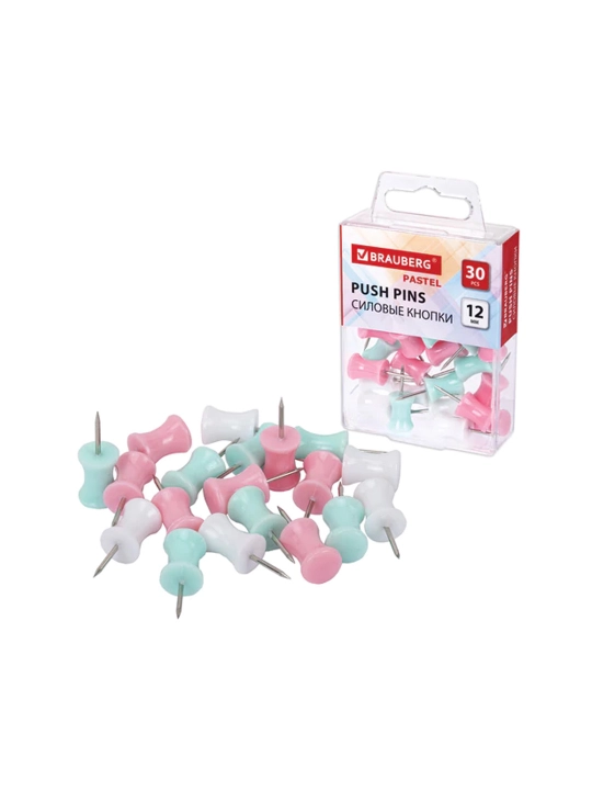 BRAUBERG PASTEL kuchli mix tugmalari, pastel ranglar, 30 dona, 12 mm, 272756