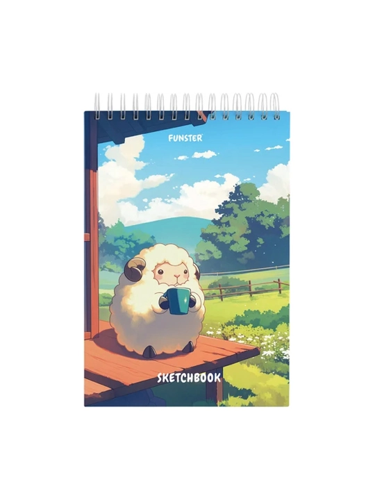 FUNSTER sketchbook, oq qog‘oz 100g/m2 140x201mm 60l, 4 dona, taroq, taglik, 116903