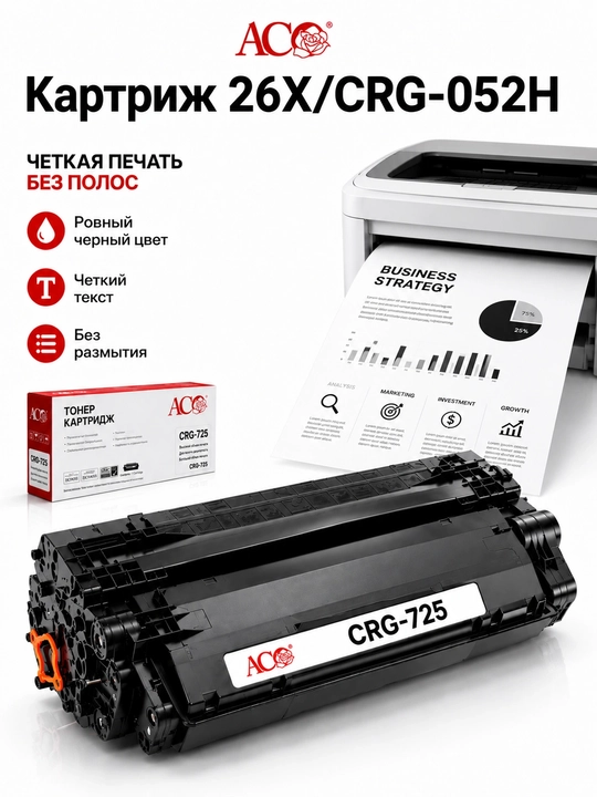 Картридж Canon CRG-725 ACO для MF3010, LBP6000, LBP6020, LBP6030, черный тонер-картридж
