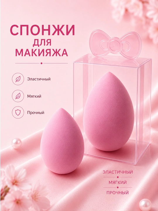 Губки для макияжа, мягкие косметические губки, для нанесения тонального крема и консилера - 