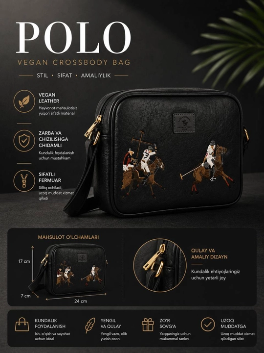 Erkaklar uchun POLO Santa Barbara Premium Crossbody sumka - 